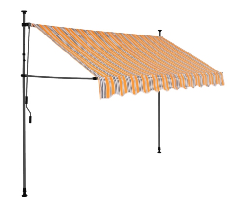 Toldo manual retráctil con LED amarillo y azul 250 cm