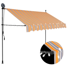 Toldo retráctil manual con LED amarillo y azul 300 cm