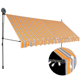 Toldo retráctil manual con LED amarillo y azul 350 cm