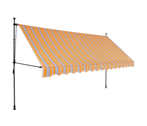 Toldo retráctil manual con LED amarillo y azul 350 cm