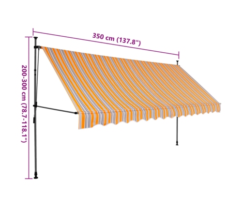 Toldo retráctil manual con LED amarillo y azul 350 cm