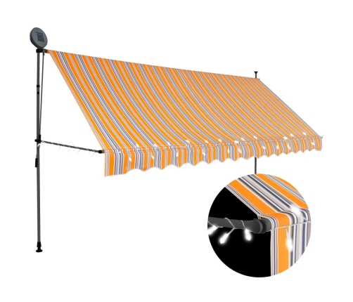 Toldo retráctil manual con LED amarillo y azul 400 cm