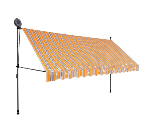 Toldo retráctil manual con LED amarillo y azul 400 cm