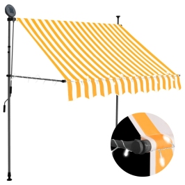 Toldo manual retráctil con LED blanco y naranja 100 cm