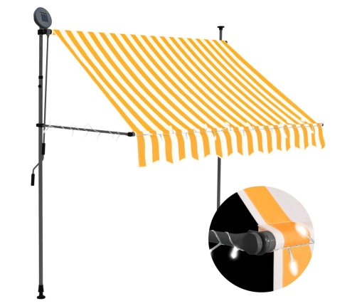 Toldo manual retráctil con LED blanco y naranja 100 cm