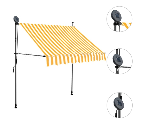 Toldo manual retráctil con LED blanco y naranja 100 cm