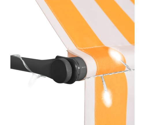 Toldo manual retráctil con LED blanco y naranja 100 cm