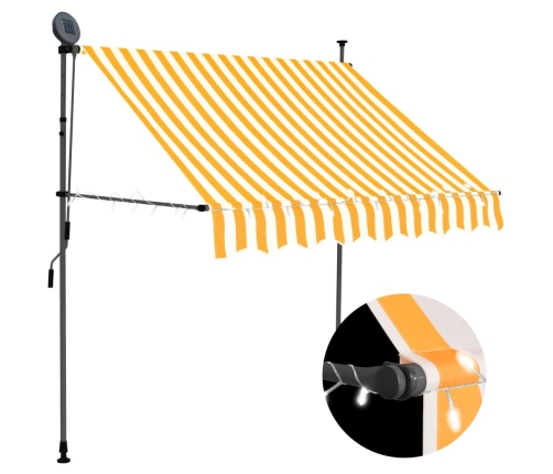 Toldo manual retráctil con LED blanco y naranja 150 cm