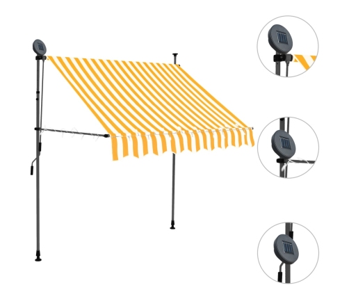 Toldo manual retráctil con LED blanco y naranja 150 cm