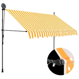 Toldo manual retráctil con LED blanco y naranja 250 cm