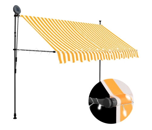 Toldo manual retráctil con LED blanco y naranja 250 cm