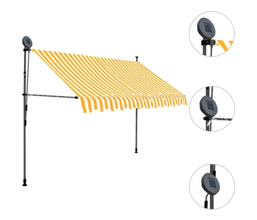 Toldo manual retráctil con LED blanco y naranja 250 cm