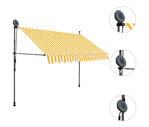 Toldo manual retráctil con LED blanco y naranja 300 cm