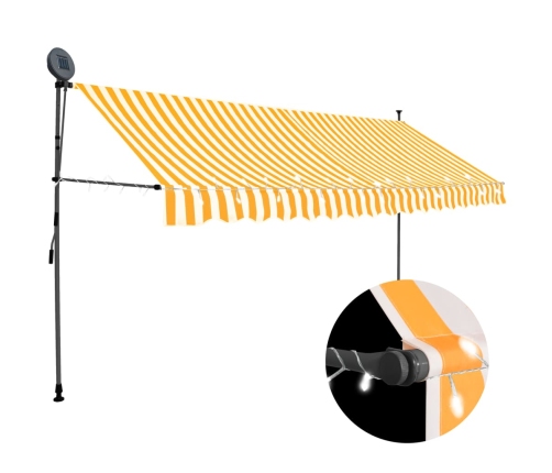 Toldo manual retráctil con LED blanco y naranja 350 cm