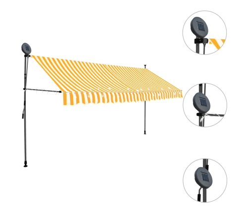 Toldo manual retráctil con LED blanco y naranja 350 cm