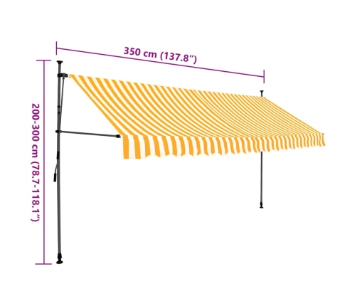 Toldo manual retráctil con LED blanco y naranja 350 cm