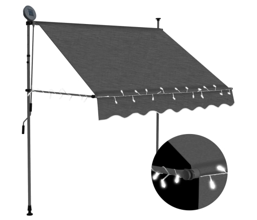 Toldo manual retráctil con LED gris antracita 100 cm