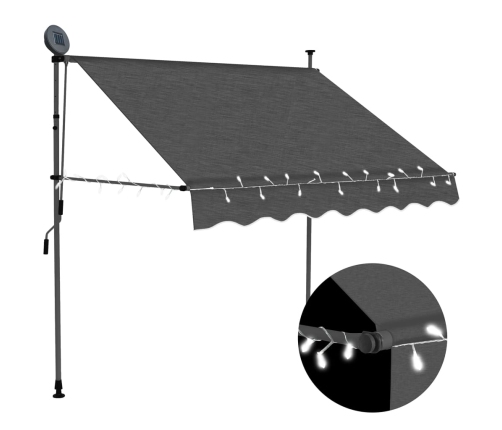 Toldo manual retráctil con LED gris antracita 150 cm