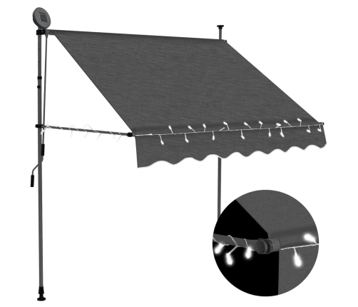 Toldo manual retráctil con LED gris antracita 200 cm