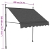 Toldo manual retráctil con LED gris antracita 200 cm