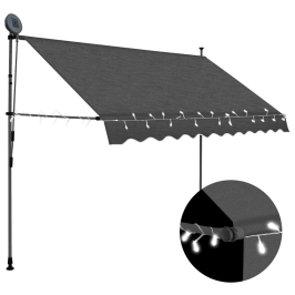 Toldo manual retráctil con LED gris antracita 250 cm