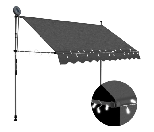 Toldo manual retráctil con LED gris antracita 250 cm