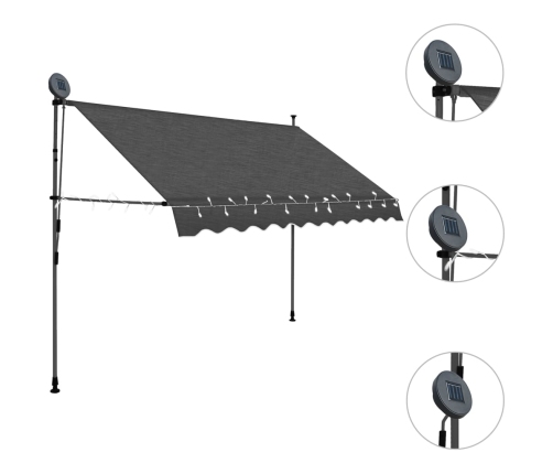 Toldo manual retráctil con LED gris antracita 250 cm