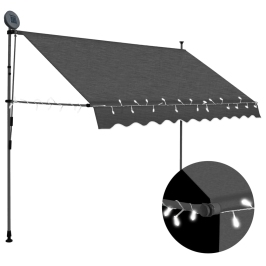 Toldo manual retráctil con LED gris antracita 300 cm