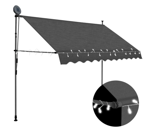 Toldo manual retráctil con LED gris antracita 300 cm