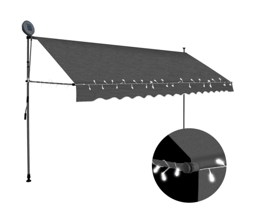 Toldo manual retráctil con LED gris antracita 350 cm