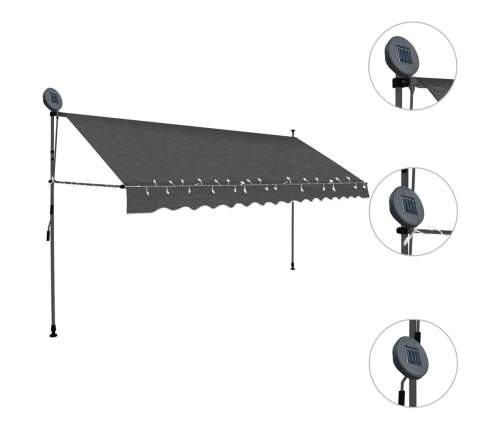 Toldo manual retráctil con LED gris antracita 350 cm