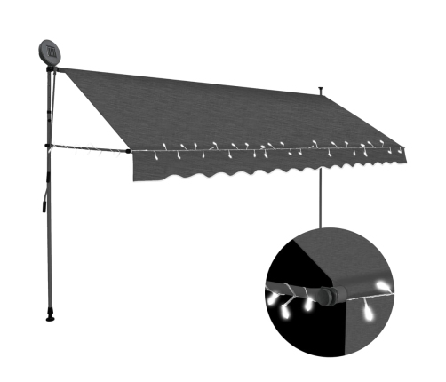 Toldo manual retráctil con LED gris antracita 400 cm