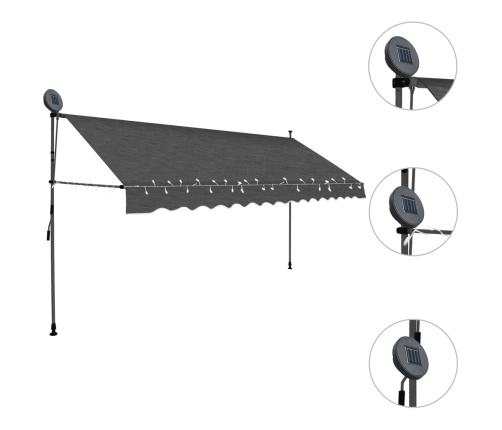 Toldo manual retráctil con LED gris antracita 400 cm