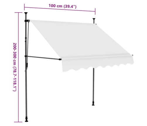 Toldo manual retráctil con LED crema 100 cm