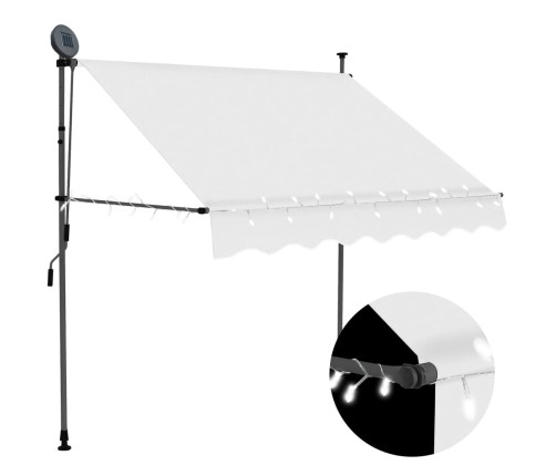 Toldo manual retráctil con LED crema 150 cm