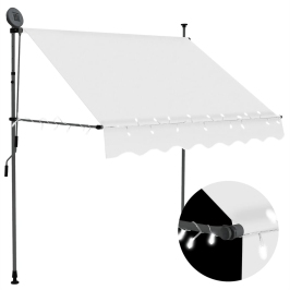 Toldo manual retráctil con LED crema 200 cm