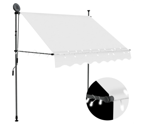 Toldo manual retráctil con LED crema 200 cm