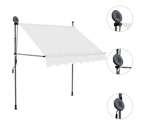 Toldo manual retráctil con LED crema 200 cm