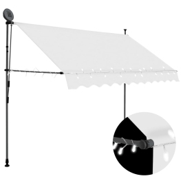 Toldo manual retráctil con LED crema 250 cm