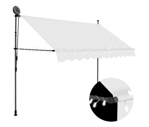 Toldo manual retráctil con LED crema 250 cm