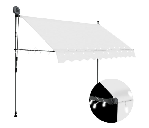 Toldo manual retráctil con LED crema 300 cm