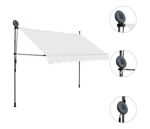 Toldo manual retráctil con LED crema 300 cm