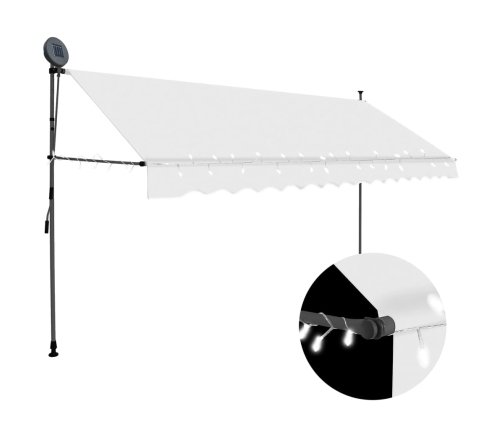 Toldo manual retráctil con LED crema 350 cm