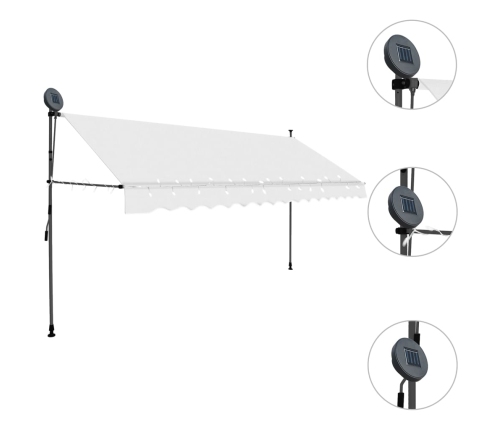 Toldo manual retráctil con LED crema 350 cm