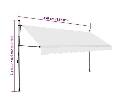 Toldo manual retráctil con LED crema 350 cm