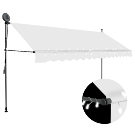 Toldo manual retráctil con LED crema 400 cm