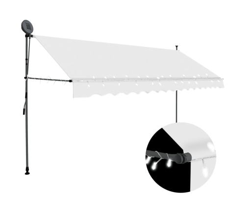 Toldo manual retráctil con LED crema 400 cm