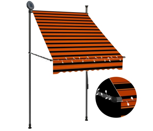 Toldo manual retráctil con LED naranja y marrón 100 cm