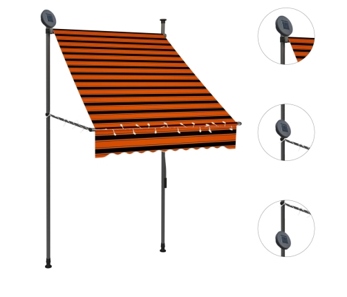 Toldo manual retráctil con LED naranja y marrón 100 cm