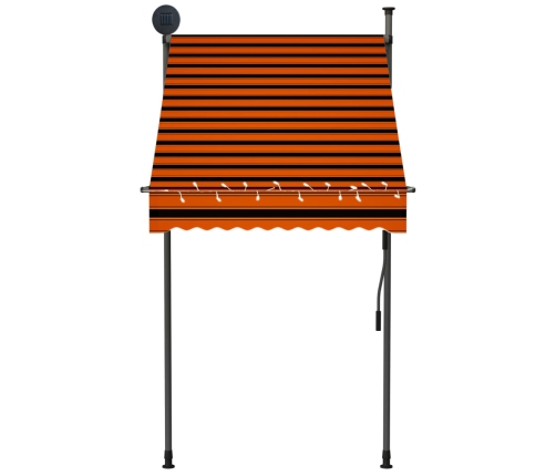 Toldo manual retráctil con LED naranja y marrón 100 cm